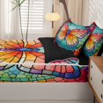 thumbnail image 5 of Homewish Colorful Butterflies Zipper Queen Comforter Set with Fitted Sheet and 2 Pillowcases,Watercolor Boho Glass Zipper Bedding Set,Black Reversible,4pcs, 5 of 8