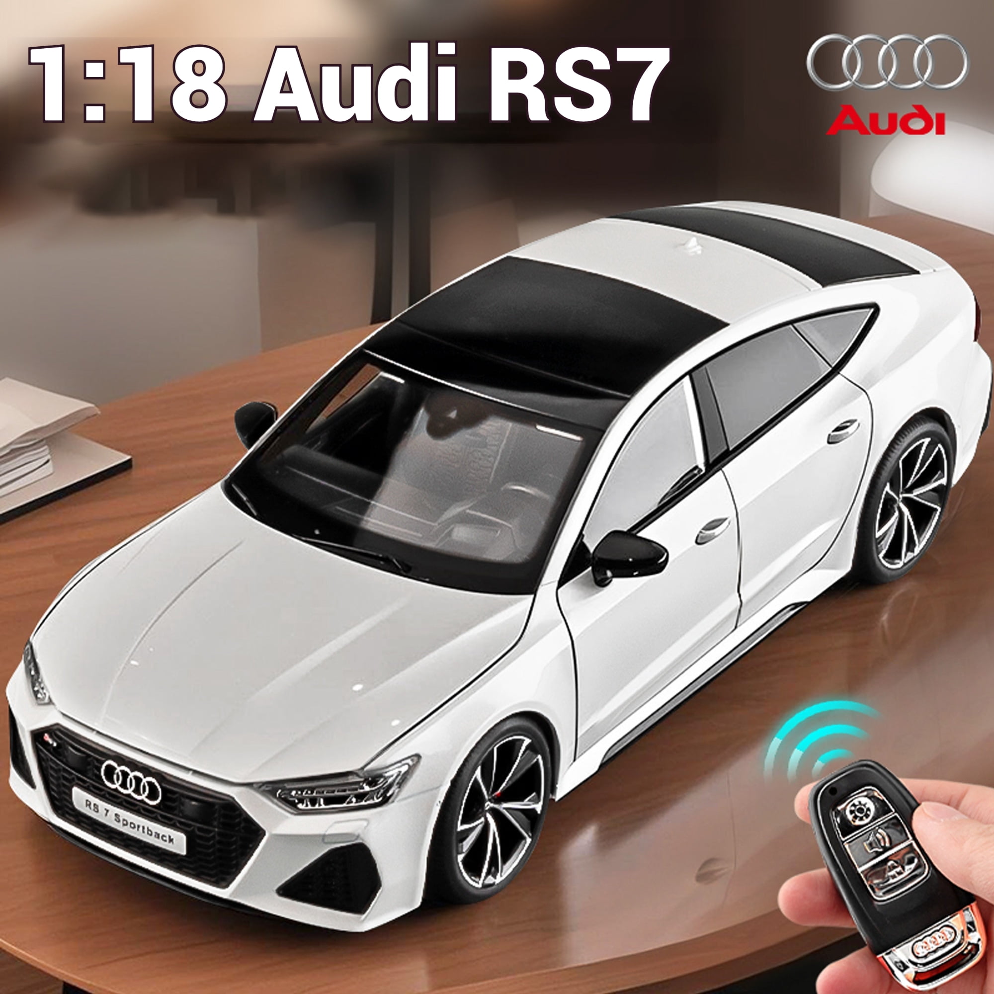 Anmyjuly 1:18 Audi RS7 Diecast Alloy Car Model - Realistic Simulation Key, Working Lights, Adjustable Seats, Removable Wheels ，Suitable for 14+ gifts
