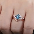 thumbnail image 2 of Princess Cut Alexandrite Engagement Ring Set 14K Rose Gold Floral June Birthstone Moissanite Promise Wedding Bridal Set, 2 of 5