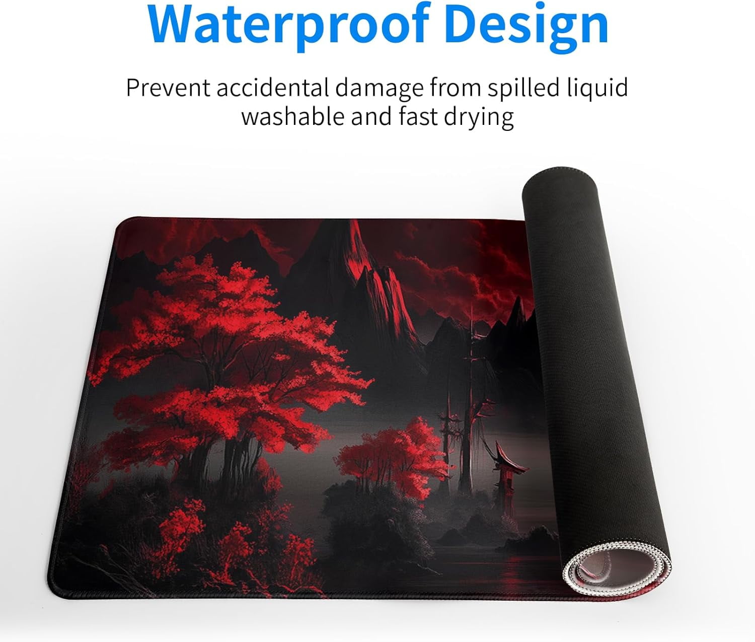 Darkness Red Moon Desk Mat - Large Gaming Mouse Pad, Non-Slip Computer Mat - for Teenagers, Boyfriends & Girlfriends - Perfect for E-Sports, Office & Gaming - Ideal Gift for Gamers