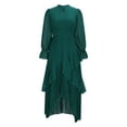 thumbnail image 4 of Cavosen Christmas Plus Size Cocktail Dresses for Weddings Crew Neck Long Sleeve Midi Evening Gowns Ball Dress Elegant A Line Wedding Guest Cocktail Party Dress, 4 of 7