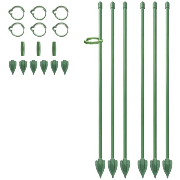 6 Pcs Plant Support Stakes, 12 Inch Garden Stakes for Indoor Plants, Tall Adjustable Plant Sticks with 6 Clips and 6 Connectors for Monstera, Tomato, Vine Potted Plants