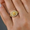 thumbnail image 4 of Gem Stone King 18K Yellow Gold Plated Silver Yellow Citrine and White Moissanite Ring for Women (1.84 Cttw, Gemstone Birthstone, Cushion Cut 6MM, Size 8), 4 of 4