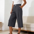 thumbnail image 2 of Capri Pants for Women Pleated Business Casual Work Trousers High Waisted Relaxed Fit Dressy Capris with Pockets, 2 of 7