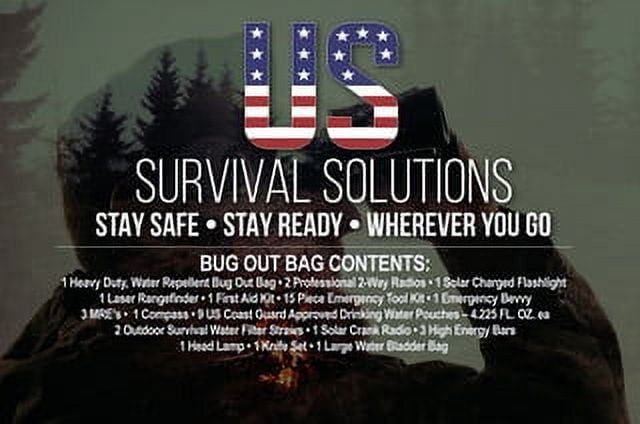 US Survival Solutions Tactical Backpack - Bug Out Bag for Men | Waterproof Bug Out Bag for Camping, Hiking, Trekking
