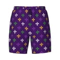 thumbnail image 4 of Lsque Mens Swim Trunks Purple Mardi Gras Pattern - Bathing Suit Compression Liner - Beach Swim Shorts Swimwear - (S-3XL) - Stretch Quick Dry -XX-Large, 4 of 9