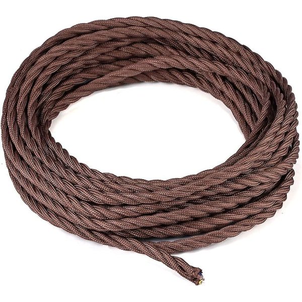 10 Meters 3-Conductor Brown Braided Electrical Cable Vintage Antique Fabric Covered Fabric Twisted Electrical Wire for DIY Industrial Ceiling Lamp 1pc Br