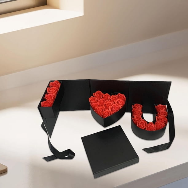 Caja de regalo de flores vacía, embalaje de regalo, cartón con forma de letra, decoración de regalo artesanal, caja de regalo de recuerdo rellenable Negro
