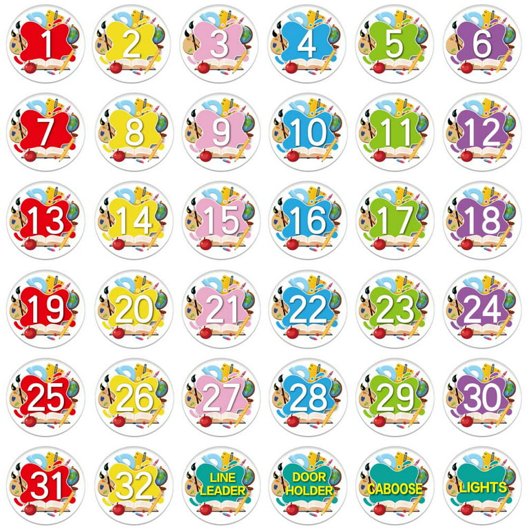 WaaHome Number Spot Markers Stickers,4 Number Spot Markers and  Labels,Classroom Line-up Spots Stickers,Number Spot Helpers Colorful Markers  for Classroom 