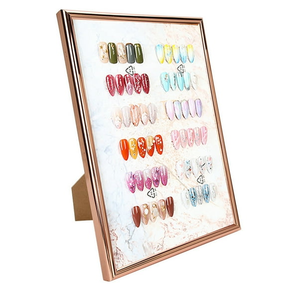 Nail Display Book,Nail Art Color Card Display Board, Rose Gold Photo Frame, Nail Polish Sample Creative Style Template Booklet Display Stand for Nail Technician Use