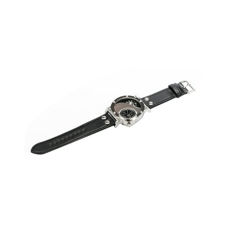 Worgeous 9591 Cool Sports Stainless PU Band Dual Men's Quartz Analog Wrist Watch (Black)