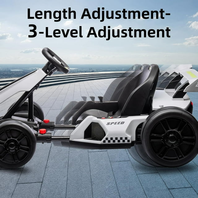 Historyli Kart eléctrico de 24 V,potente kart de drifting,asiento ajustable,velocidad de 13 km/h,luces LED,juguete para exteriores para niños de 6 a 15 años,color blanco