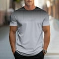 thumbnail image 2 of Wavsuf Plain T Shirts Men Short Tees Sleeve Elasticity Comfortable Fashionable Round Neck T Shirt Gray Size 2XL, 2 of 6