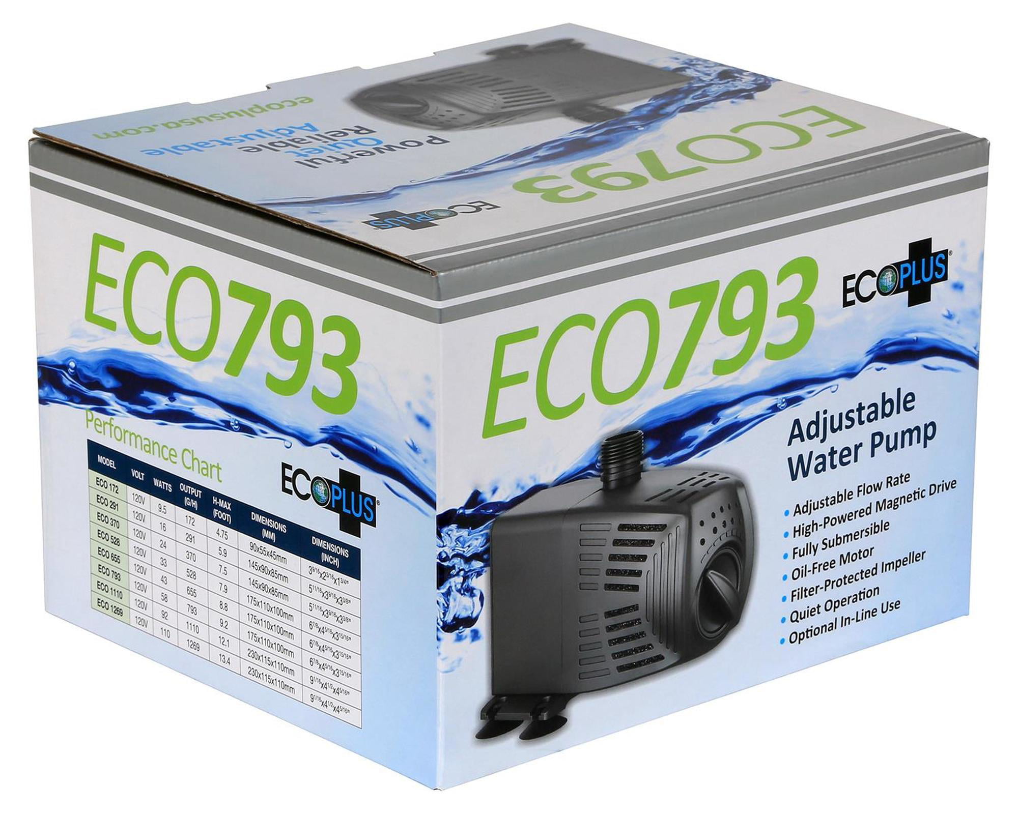 Ecoplus 172 GPH Adjustable Flow Submersible Water Pump pond hydroponics eco172 