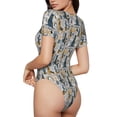 thumbnail image 2 of Kdxio Justaucorps à Manches Courtes pour Femmes avec Imprimé Lama et Cactus, Col Rond, Modal, Doux, Confortable, Aguichant, Grande Taille, 2 of 7