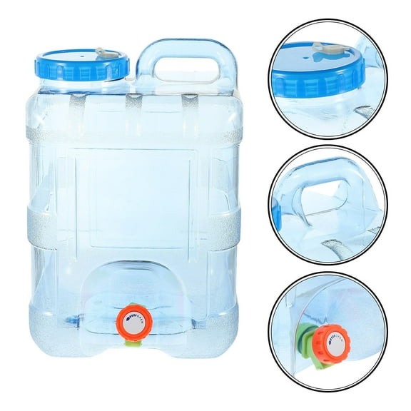 FRCOLOR SkyBlue Portable Water Container with Tap Durable PC Material for Camping and Outdoor Activities 5L