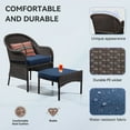 thumbnail image 5 of MeetLeisure 5-Piece Wicker Patio Furniture Set, PE Rattan Outdoor Chairs with Ottomans, Patio Chairs with Cushions, Navy, 5 of 12