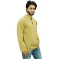 thumbnail image 6 of Atasi Men's Band Collar Short Kurta Beige Cotton Casual Tunic Shirt-Medium, 6 of 7