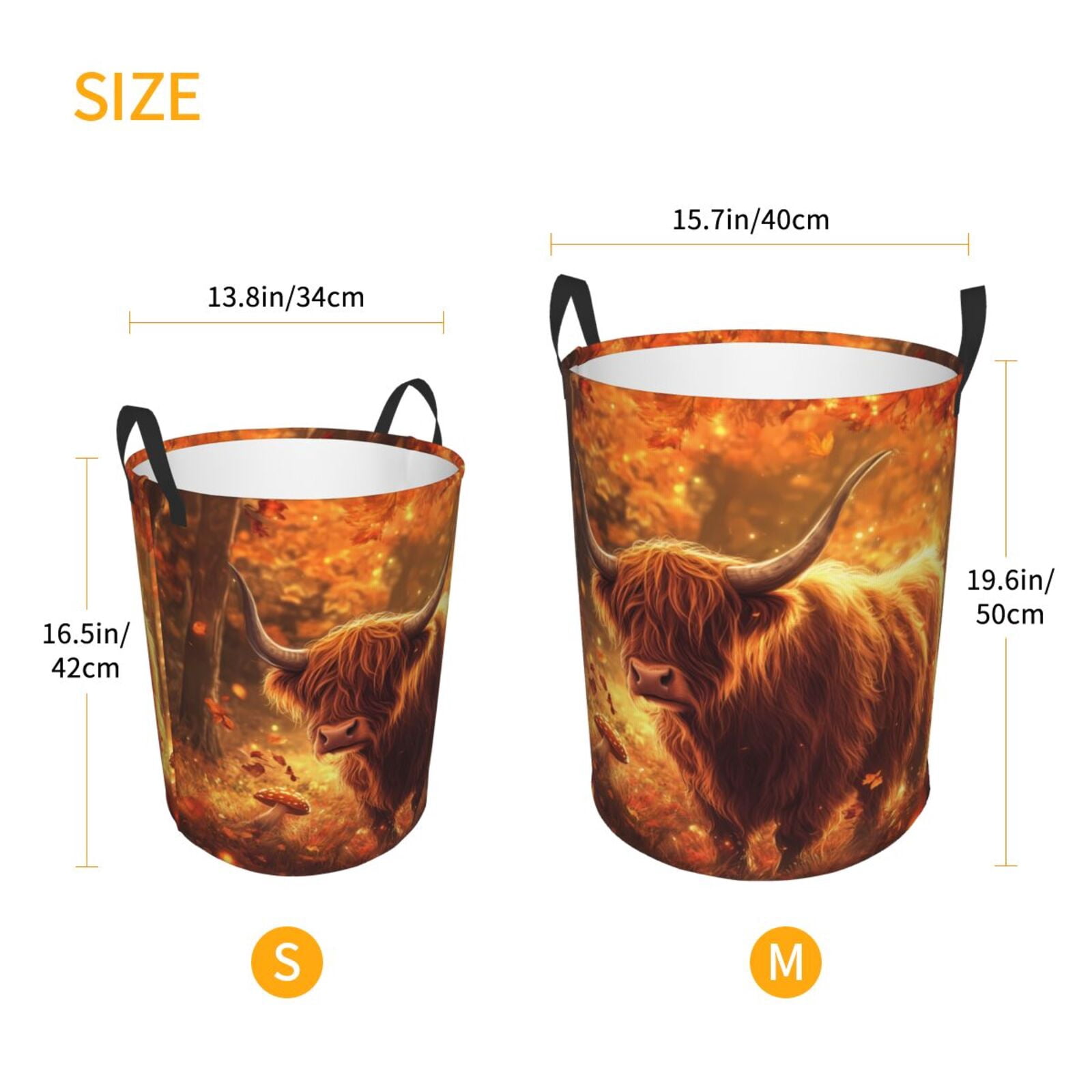 Large Laundry Basket with Handles - Golden Cute Cow Serenity Kids Baby Dirty Clothes Laundry Hamper for Bedroom Aesthetic