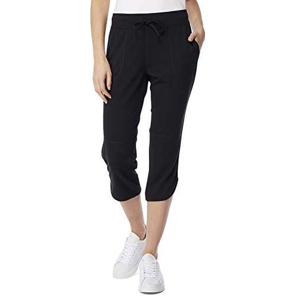 32 DEGREES Ladies' Soft Fleece Knit Capri Pants (Black, Small)