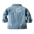 thumbnail image 2 of IBTOM CASTLE Toddler Baby Girls Boys Denim Jacket Long Sleeve Button Down Jeans Coat Ripped Hooded Top Fall Cowboy Casual Outwear Clothes 6-12 Months Light Blue, 2 of 8