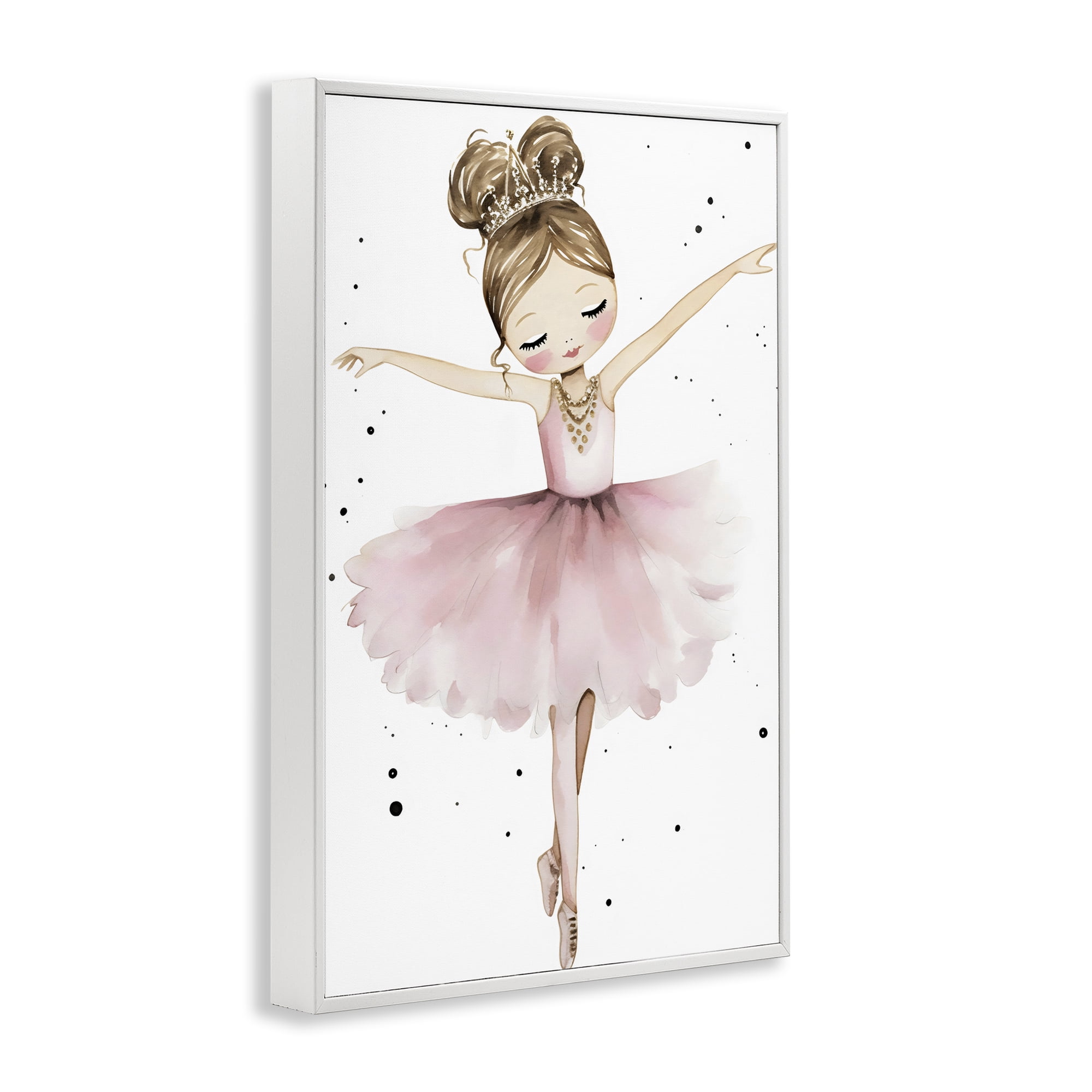 Stupell Industries Pointe Princess in Pink Tutu White Framed Giclee Art, design by Creative Studio
