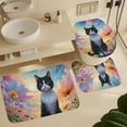 thumbnail image 5 of Cat Theme Shower Curtain Set, Cute 4-Piece Bathroom Decor with 72" x 72" Shower Curtain, Toilet Cover Mat, U-Shaped Mat, and Non-Slip Floor Mat, 5 of 7