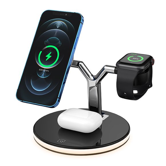 Wireless Charger, Magnetic 3 in 1 Wireless Charging Station Compatible with iPhone 14/13/12 Pro Max/Pro/Mini, Apple Watch, AirPods
