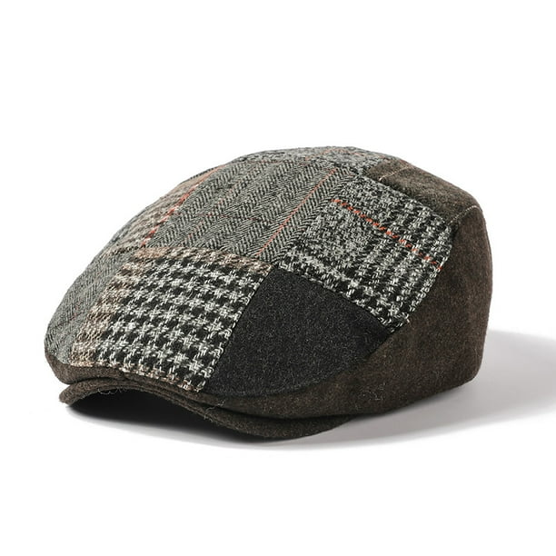 Gorra plana en forma de pata de gallo con estampado de patchwork Gatsby Newsboy para hombre
