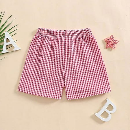 SNKSDGM Toddler Girl Pants 4T-5T Toddler Baby Girl Shorts Casual Summer Gingham Plaid/Seersucker Elastic Waist Ruffle Hem Shorts Bottoms 12-18 Months