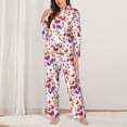 thumbnail image 2 of KLL watercolor butterflies Print Women's Long Sleeve Pajamas with Pants Sleepwear Loungewear 2 Set-XX-Large, 2 of 7