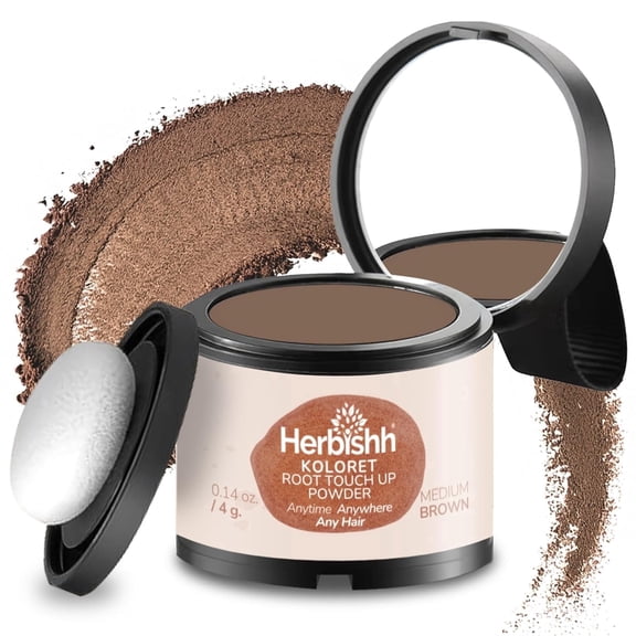 Koloret Root Touch Up Powder– Medium Brown Powder for Women & Men, Instant Root Cover Up for Gray Coverage, Hairline Concealer for Thinning Hair & Bald Spots, Water-Resistant & Smudge-Proof, 4g