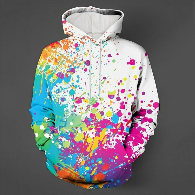 Splash Ink Watercolor Print Hoodies Autumn and Winter Men s Hooded Pullover Leisure Sports Hoodie Graphic Hoodies for Men Walmart
