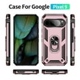 thumbnail image 2 of YEYKX for Google Pixel 9 / 9 Pro 6.3-inch Phone Case, Impact Resistant Metal Ring Magnetic Support Kickstand Drop Protector Cover for Google Pixel 9 / 9 Pro 6.3-inch,Rose Gold, 2 of 7