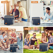 17L Expandable Insulated Lunch Box Bag for Women/Men, Leak-Proof & Freezer-Safe, Double Deck Design with Adjustable Shoulder Strap & Side Pocket for Work, Camping, Picnic, Beach, Blue