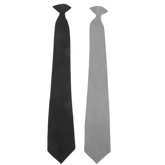 2 corbatas con clip para hombre, de color liso, para el cuello, para funerales, fiestas y funerales.