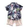 thumbnail image 5 of Toddler Boy Outfits Loose Coconut Tree Print Lapel Short Sleeve Shirt Top And Shorts 2 Piece Daily Wear Baby Boys' Clothing Sets, 5 of 9