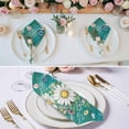 thumbnail image 3 of Spring Daisy Leaves Cloth Napkins, Vintage Watercolor Flowers Teal Wooden Washable and Reusable Dinner Napkins Set of 8, Table Napkin for Kitchen Party Birthday Wedding Hotel Housewarming 20"x20", 3 of 9