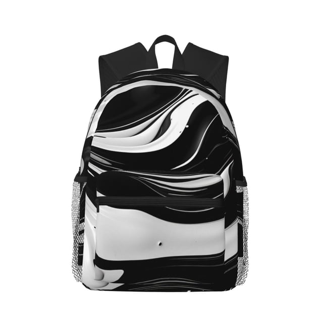 Disketp Abstract Black White Swirls Mochila Ligera Clásica con Múltiples Bolsillos, Mochila Casual para Hombre y Mujer, Ideal para Escuela, Trabajo y Viajes