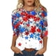 thumbnail image 1 of Camisetas de Manga Larga de las Mujeres Imprimir 3/4 Manga Cuello Redondo Blusa, Camiseta Casual para la Primavera Y el Verano, 1 of 5