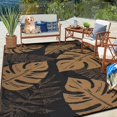 thumbnail image 1 of 9x12FT Reversible Outdoor Rug – Waterproof Plastic Straw Patio Carpet with UV Resistance – Easy-Clean Mat Includes Portable Bag & 4 Stakes for RV, Beach, Deck & Camping – Black Brown, 1 of 8