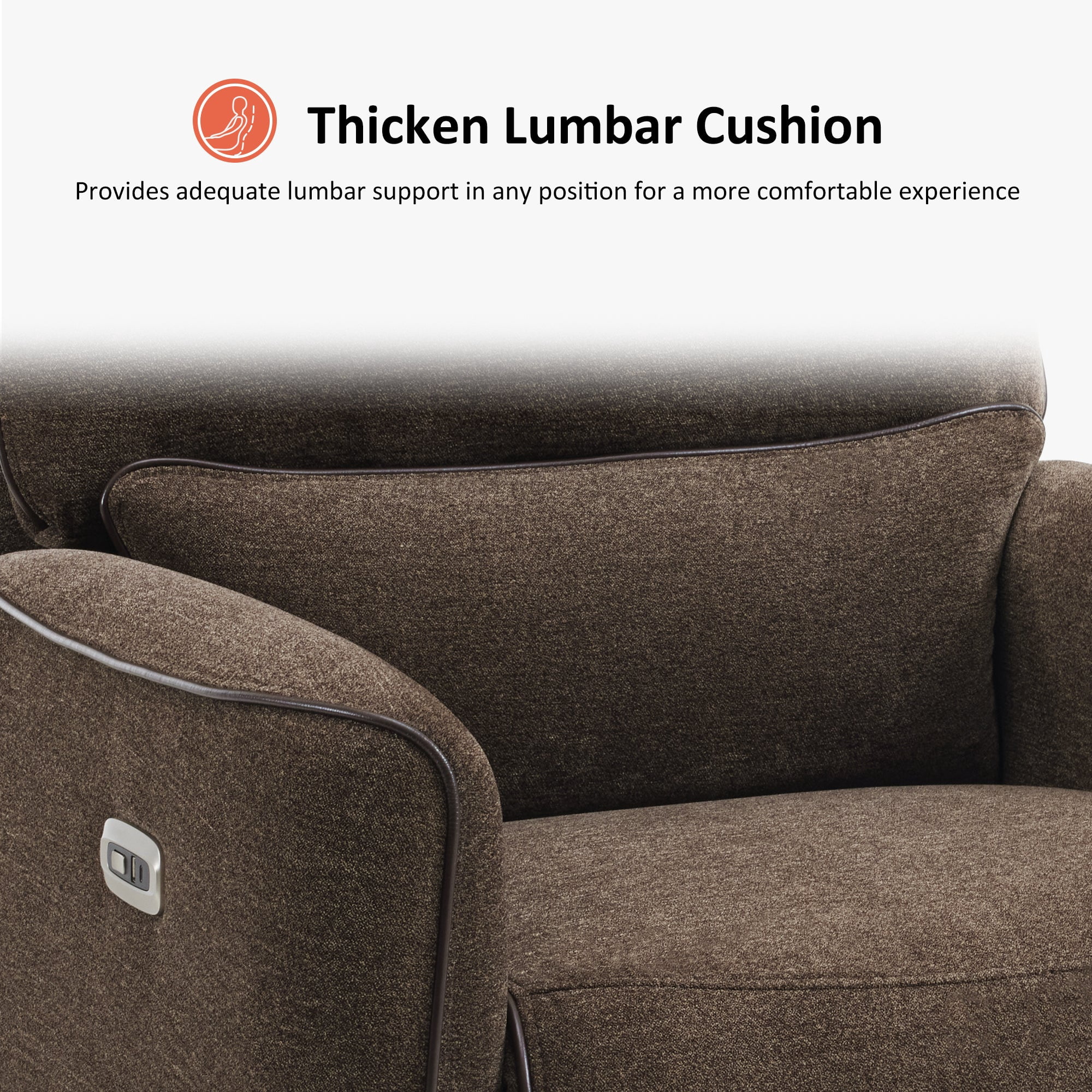 MCombo Power Swivel Glider Recliner Chair, Electric Rocker Recliner Chairs with USB Charging Ports for Living Room and Nursery, Fabric 6922 (Brown)