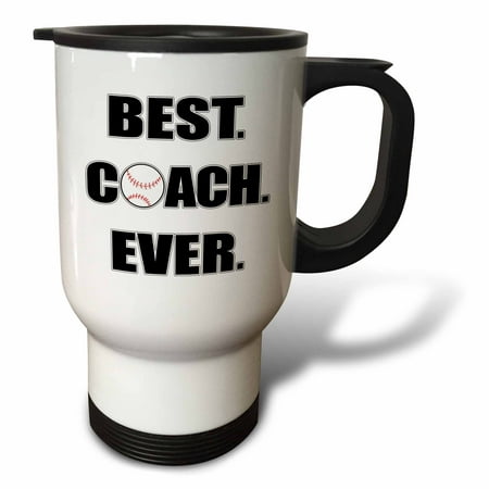 3dRose Baseball Best Coach Ever - Travel Mug, 14-ounce, Stainless