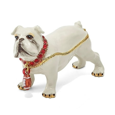 Bejeweled Trinket Box - Bejeweled Bulldog with Football Trinket Box