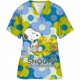 thumbnail image 2 of Ropa de mujer Estampado de dibujos animados de Snoopy Cuello en V Ropa de trabajo para mujer Tops Manga corta Con bolsillos Uniforme médico de enfermería, 2 of 5