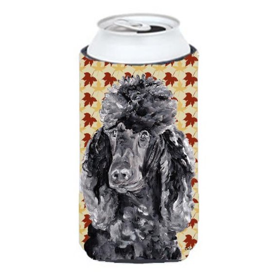 Black Standard Poodle Fall Leaves Tall Boy bottle sleeve Hugger - 22 To 24 Oz.