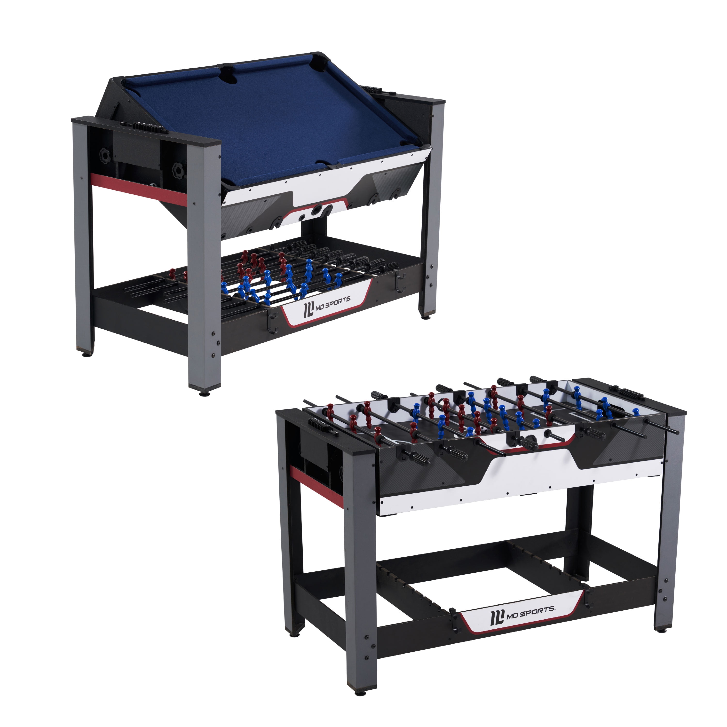 MD Sports 2-in-1 Combo Billiard and Foosball Game Table, (48&quot; x 23&quot;)