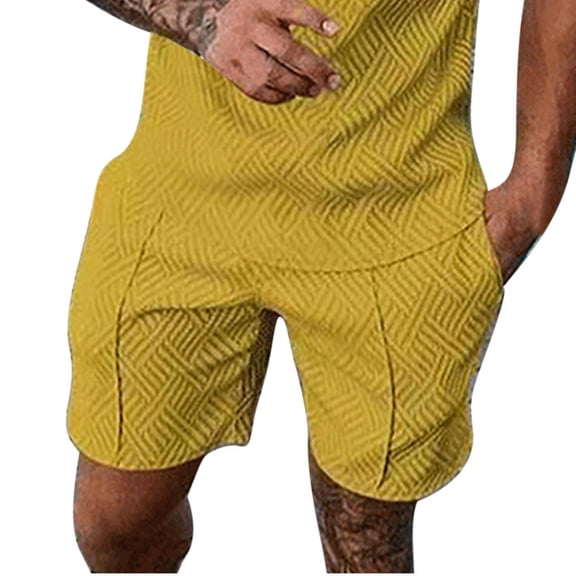 Mlzmgr Mens Casual Sports Shorts Elastic Waist Knee Length Solid Color Shorts with Pockets Regular Basic Shorts Summer Fashion