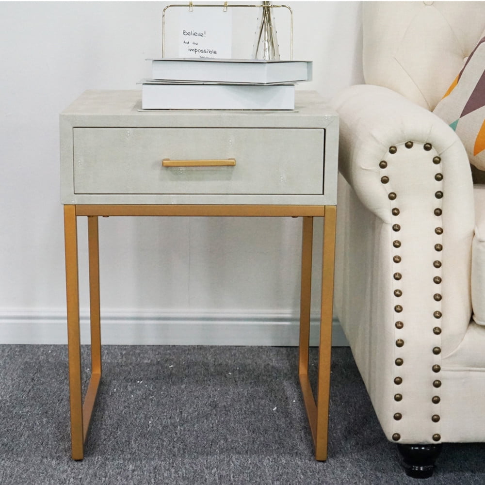 Winado Leather Drawer Table Side Table with