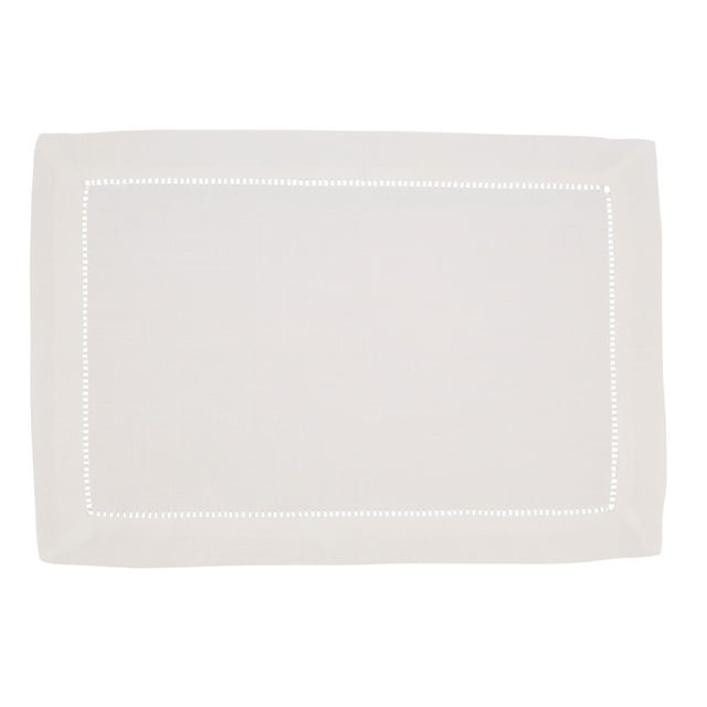 Mantel individual SARO LIFESTYLE con borde bordado, color marfil, 14 x 20 cm